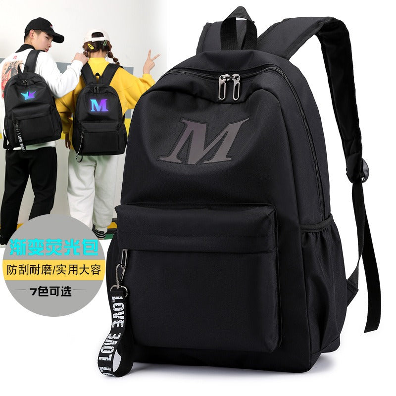 Black Luminous Logo Canvas Backpack Bag