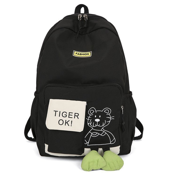 Simple Solid Color Tiger Graffiti Backpack Bag