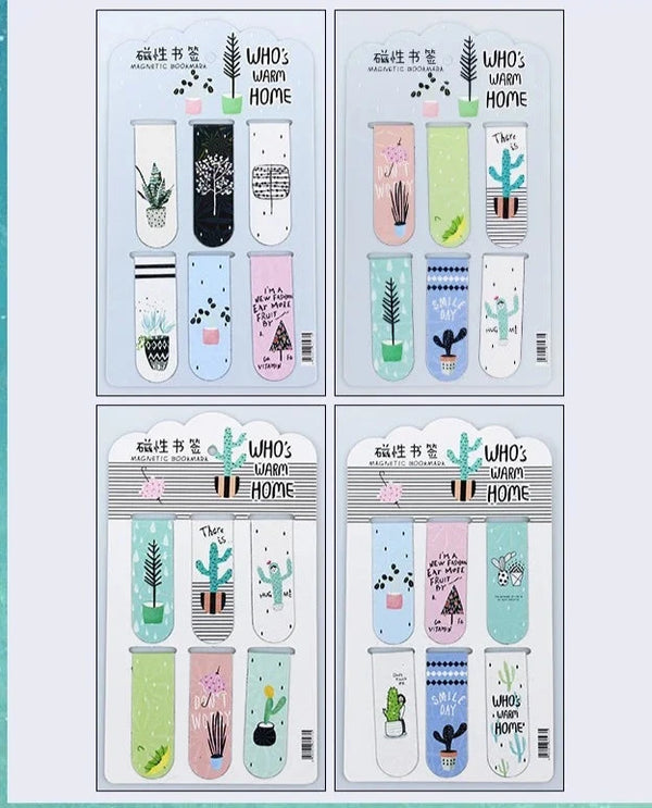 Double Sided Metal Magnetic Bookmarks - Cactus Series