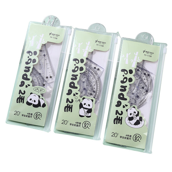 Transparent 4 Piece Geometry Set Panda