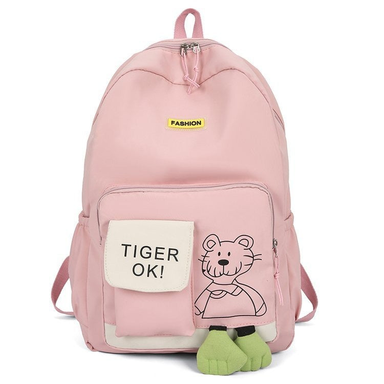 Simple Solid Color Tiger Graffiti Backpack Bag