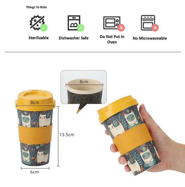 Bamboo Fiber Portable Tea and Coffee Cup - Flower