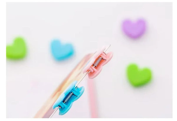 4 Pcs Colorful Heart Shape Paper Clips