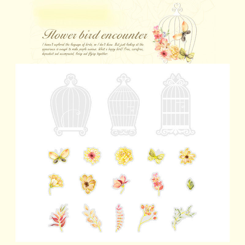 Flowers And Birds Cage Stickers Pack