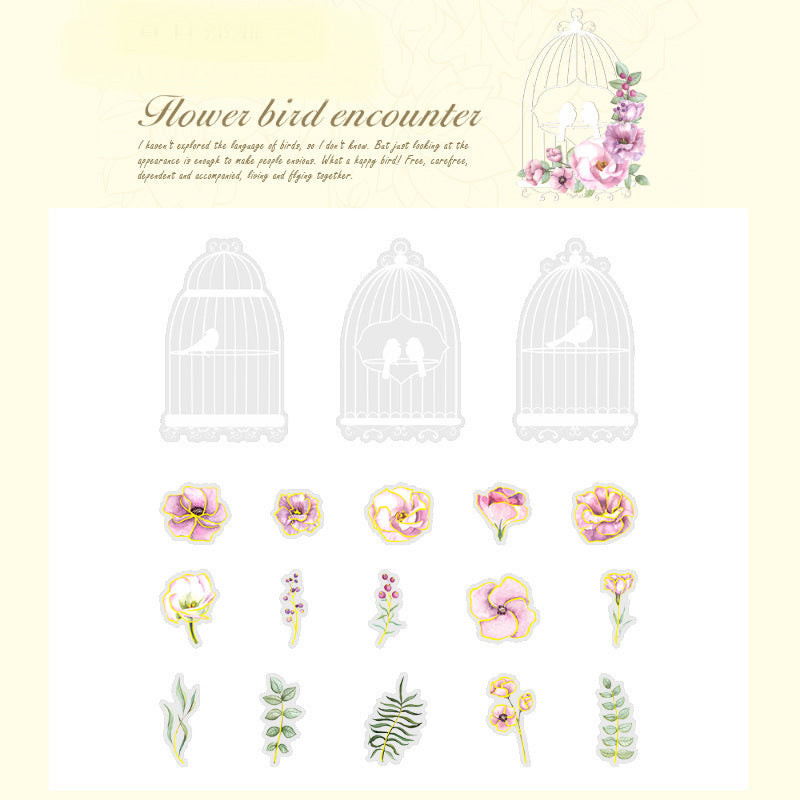 Flowers And Birds Cage Stickers Pack