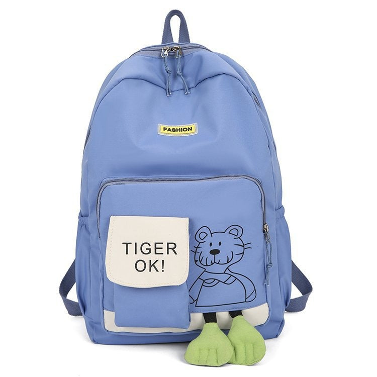 Simple Solid Color Tiger Graffiti Backpack Bag