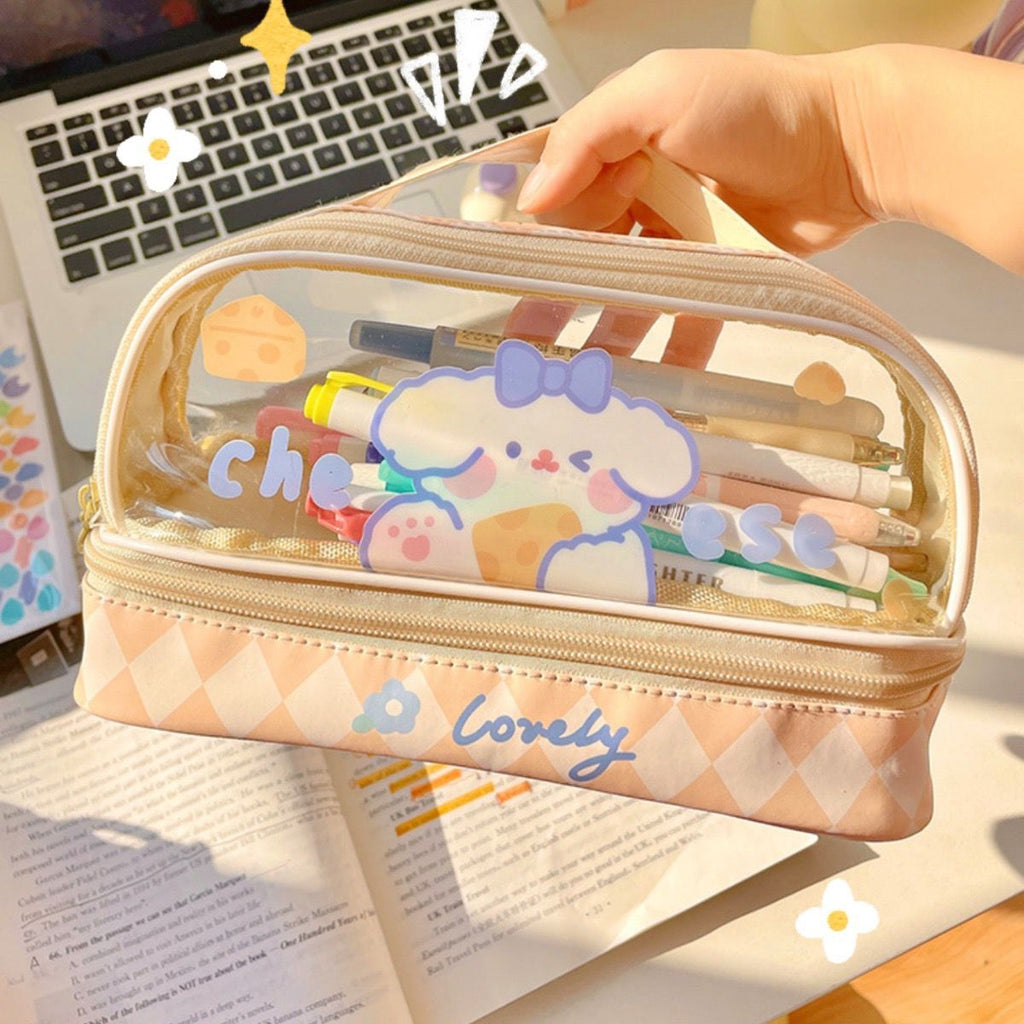 Kiwaii Large Capacity Double Layer Pencil Case