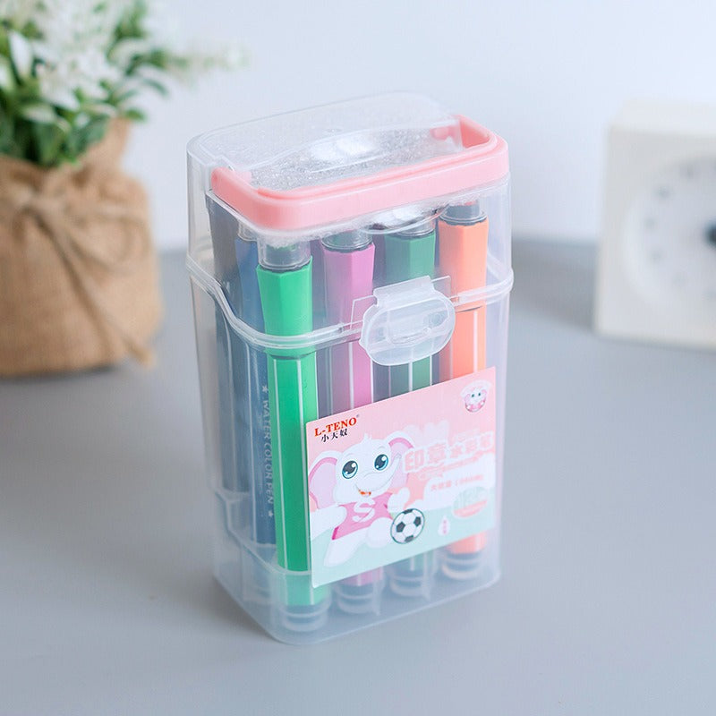 Stamp Marker For Kids Watercolor Pens Storage Case - 24 Colors